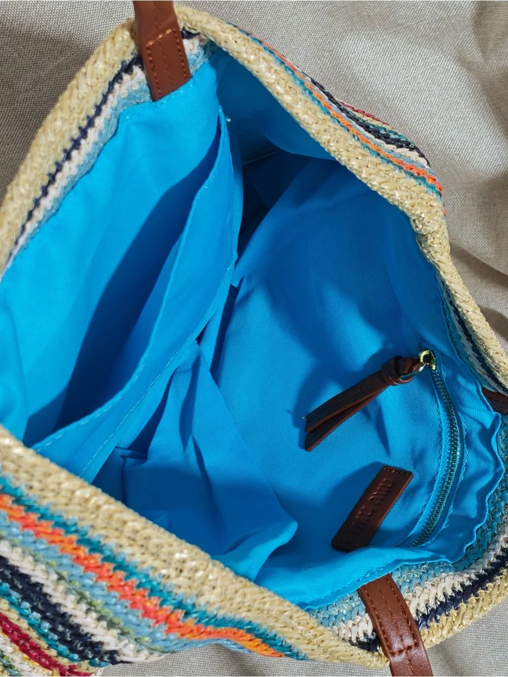 Miu Miu Multicolor Striped Crochet Tote with Brown Leather Straps - Picture 3 of 8